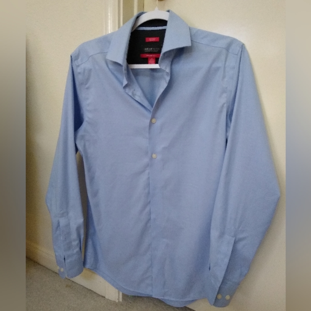 Men's Kenneth Cole AWEARNESS AWEAR-TECH light blue long sleeve dress shirt